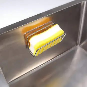 Držák houbičky do kuchyňského dřezu, pohyblivý držák houbičky do dřezu s přísavkami, nerezový držák na dřez, kartáč na houbičku s přísavkou 8 nejlepší prodej držák houbičky do dřezu - №4