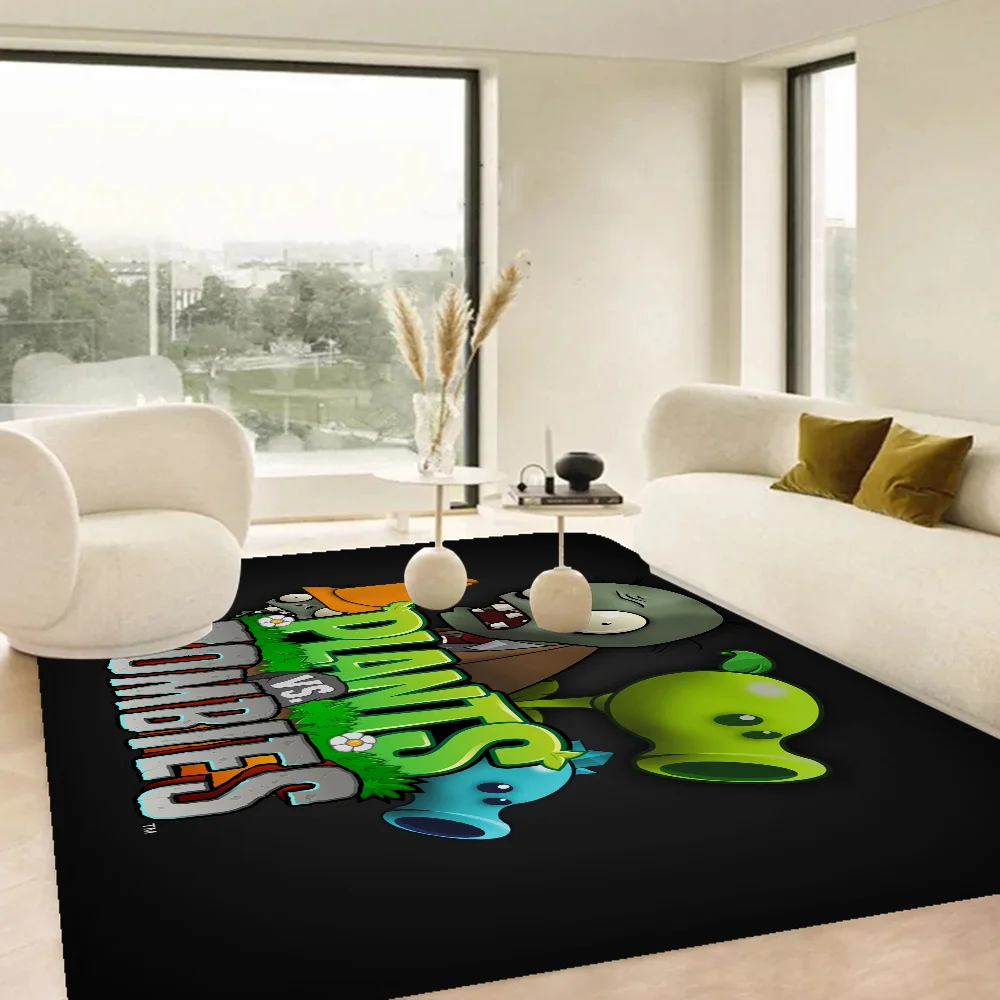 P-Plants-vs Cartoon Z-Zombie Entrance Door Mat Washable Non-Slip Living Room Sofa Chairs Area Mat Kitchen Welcome Doormat