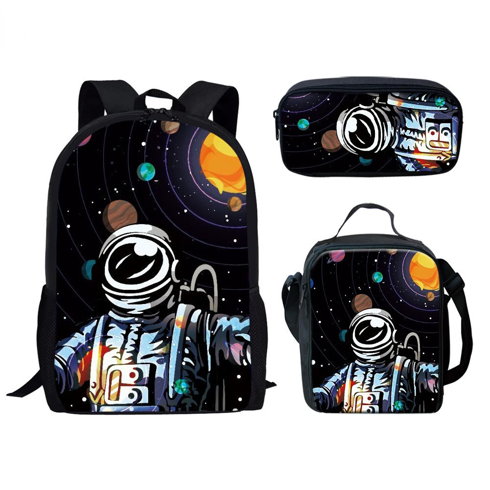 Trendy Popular New Fantasy Space Astronaut 3D Print 3pcs/Set Student School Bags Laptop Daypack Backpack Lunch bag Pencil Case