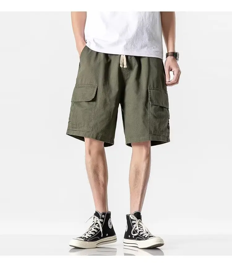 Pantaloni a cinque quarti larghi casual in seta di ghiaccio sottile estiva da uomo Abbigliamento da lavoro Gamba dritta Vita alta in cotone Gioventù Faionable orts