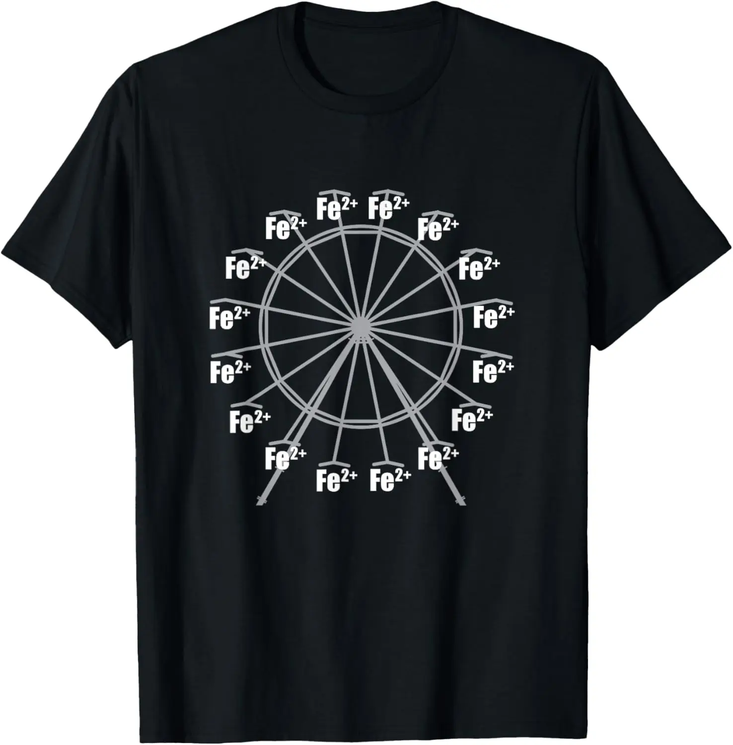 Ferrous Wheel Chemistry Pun Fe2 Plus Science Nerd Ferris Wheel Graphic Tee Unisex Cotton