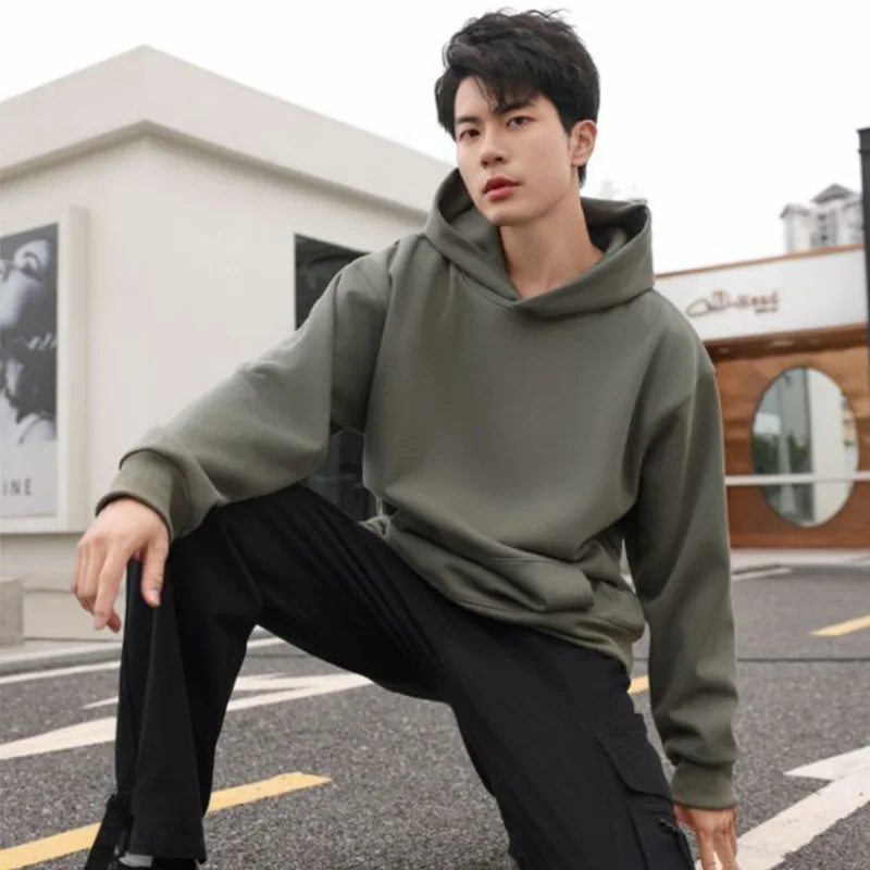 480g Popular Winter Women 100% Cotton Hoodies Warm Fleece Street Top Man Solid High Quality Hooded Sweater Oversized Pullovers