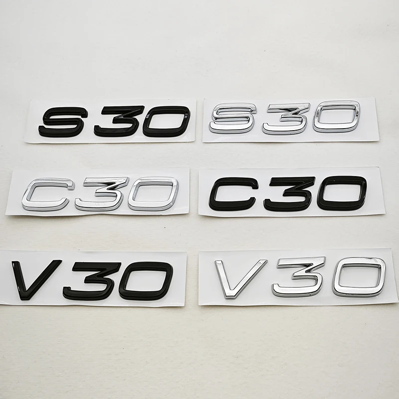 3D ABS Car Styling Badge Logo S30 C30 V30 Rear Trunk Emblem Decals For  S30 V30 C30 Auto Exterior Accessories