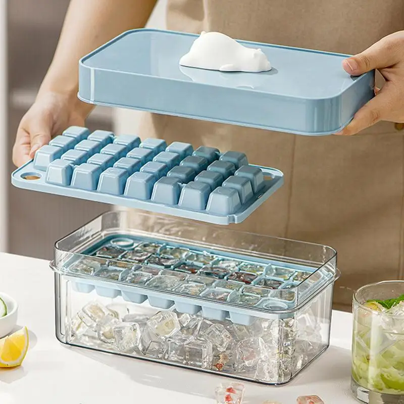 

Ice Trays for Freezer Easy Release Ice Cube Molds 60-Grid Large Capacity Ice Cube Maker Spill-Resistant Double Tier Freezer Ice