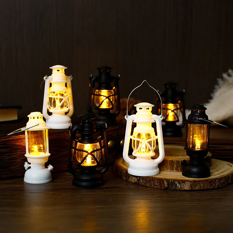 1/12 Puppenhaus Miniatur 6cm Mini Led Retro Glowing Pony Laterne Simulation Cande Licht Kerosin Lampe Für Puppe Haus decor Spielzeug