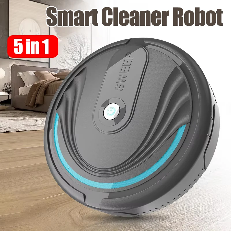 5-in-1 Mini Smart Robotic Wireless Vacuum Cleaner Home Multi-Mode USB Rechargeable Home Sweeper For Wet Dry Carpet Floors