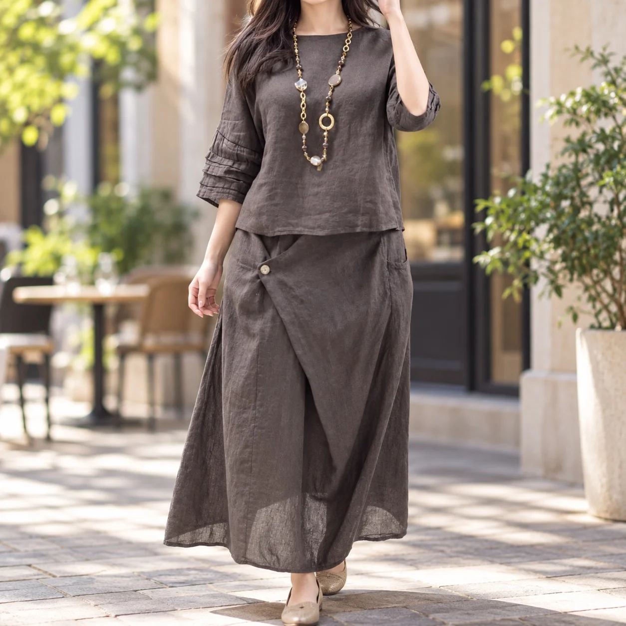 Loose Fit Top Casual Regular Sleeve Elegant Commuter with 2 Set Autumn Commuter Style Cap Sleeve Shirt Top Elegant Women Sets