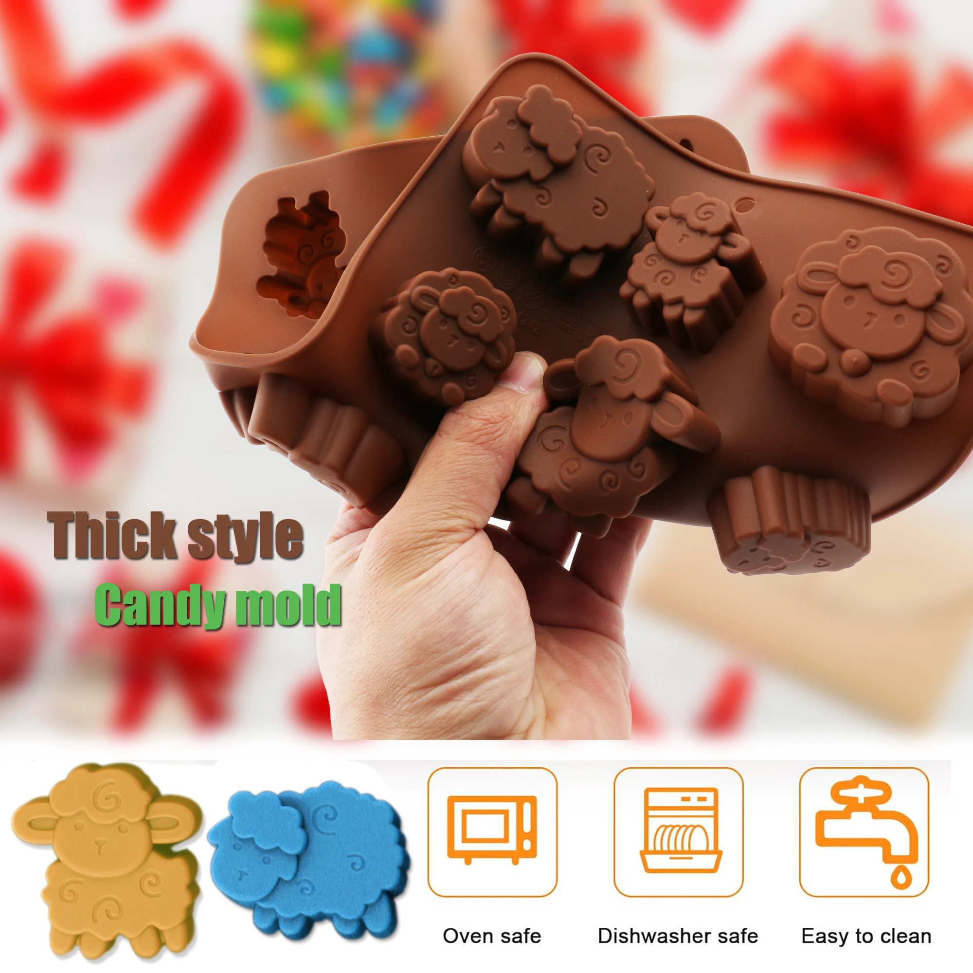 1Pack Silicone Eid Lamb Candy Mold, 3D Sheep Shaped Brown Silicone Chocolate Mold for Making Chocolate, Candies, Desserts, Cakes view 4