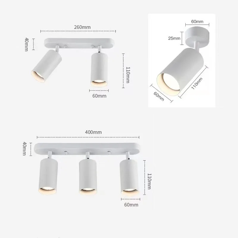 LED Spotlight GU10 Bulb Ceiling Light Surface Mount Adjustable Angle COB Downlight 2 Head 3 Head Rail Light Spot Light 220V 110V