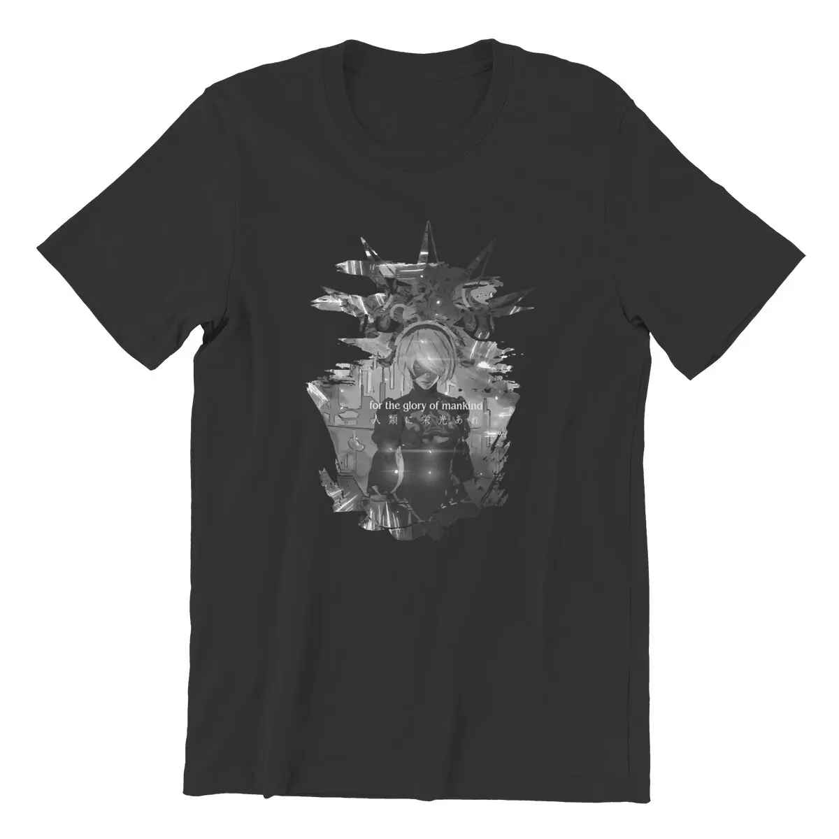 YorHa No. 2B Nier Automata nuar crown anime  T Shirt Vintage video game Pure Cotton printed Tees plus size 4XL 5XL Clothing