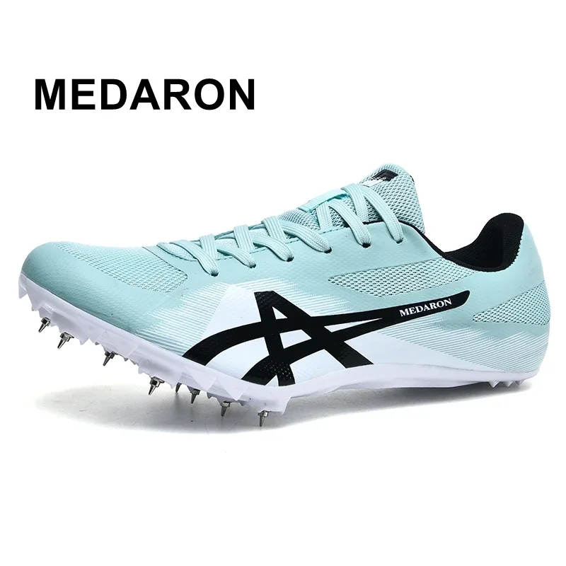 MEDARON Men Women Track Field 8 Spikes Sprint Sneaker Professional Athletic Nails Short Running Training Speed Sneakers