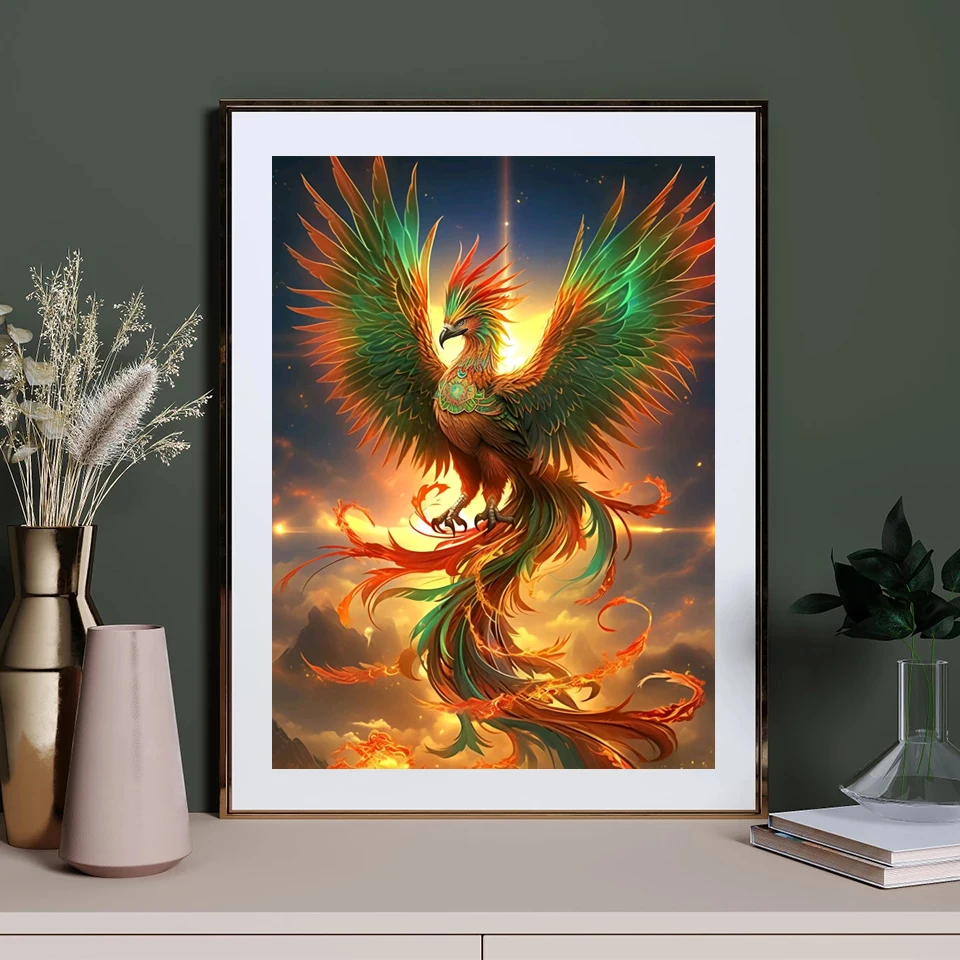 Phoenix Diamond Painting Mythical Animal Bird DIY Mosaic Cross Stitch Art Rhinestone Picture Living Room Wall Decoration Gifts
