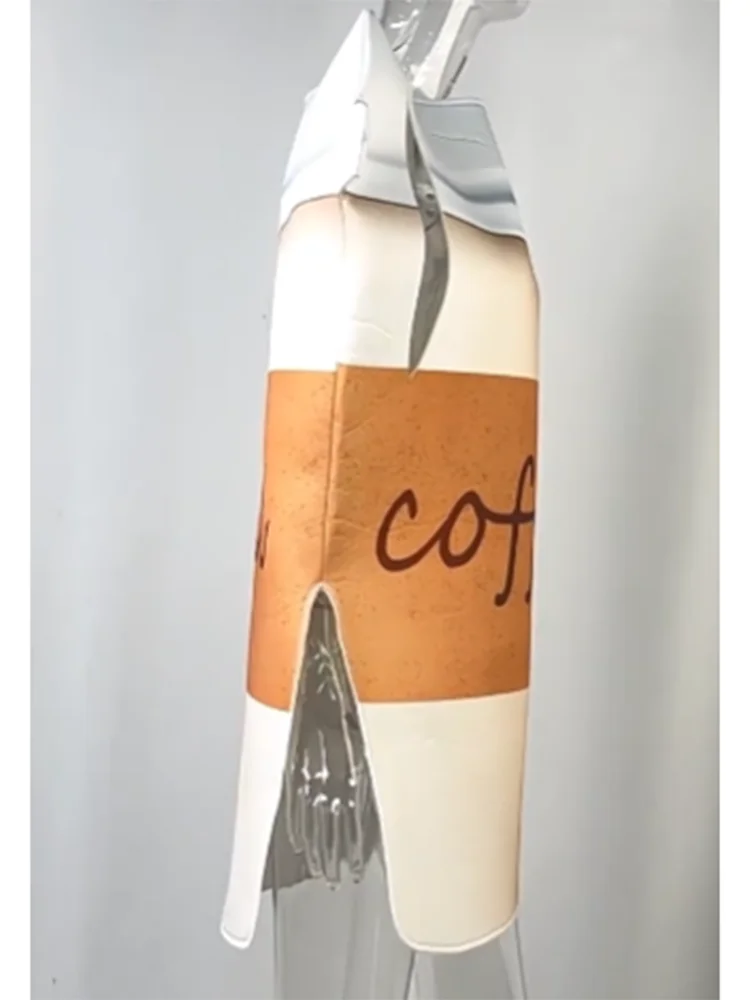 Adult loween Crazy Par Costume Coffee Cup Cosplay Outfit Stage Performance Funny Dr up Polyester Spring 2025