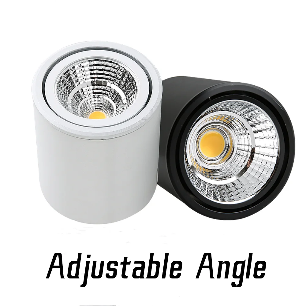 Plafonnier rond LED COB à intensité variable, Downlight, Angle réglable, Puce, Projecteur, 20W, 30W, 85-265V, Maison, Entreprise, 5W, 7W, 12W