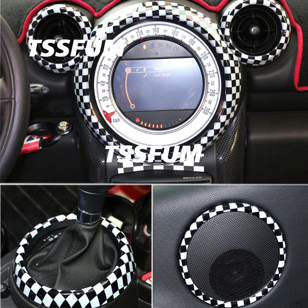 Car Interior Front Center Dashboard Decor Ring Loop Frame Vent Outlet Circle Cover For Mini Cooper S Countryman R60 Accessories