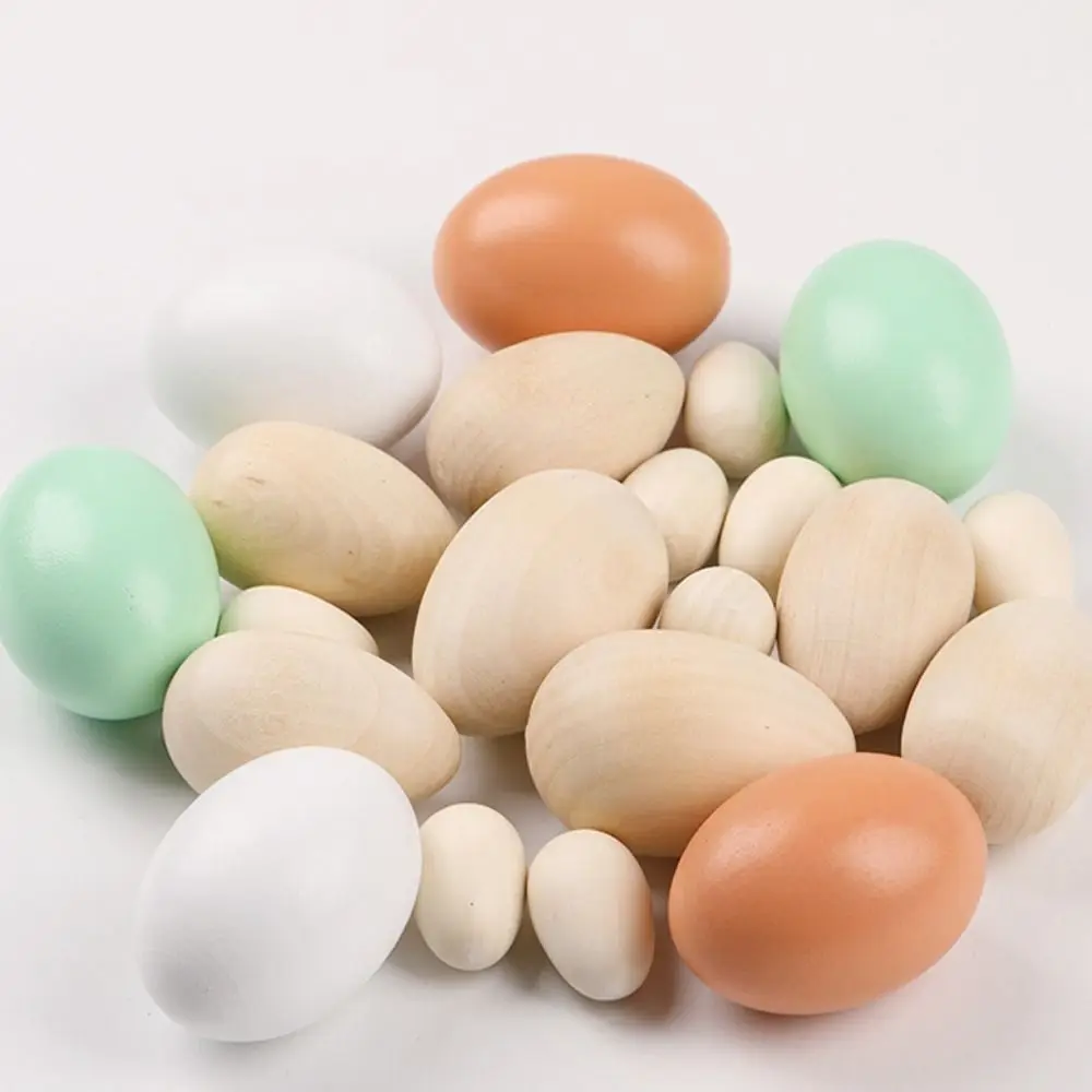 

10PCS DIY Natural Wood Simulation Eggs Easter Craft Graffiti Unfinished Fake Eggs Smooth Surface Easter Egg Kindergarten