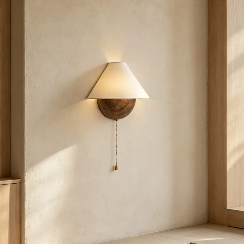 Japanese Wabi Sabi Wall Lamps Fabric Lampshade LED Wall Sconces Hotel Bedroom Dressing Table Homestay Embellish Light Fixtures
