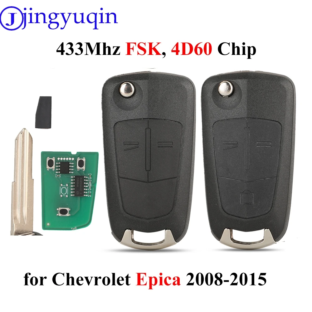 

Jingyuqin дистанционный 434 МГц FSK 4D60 чип автомобильный ключ для Chevrolet Epica 2008-2015 2/3 кнопки откидной ключ