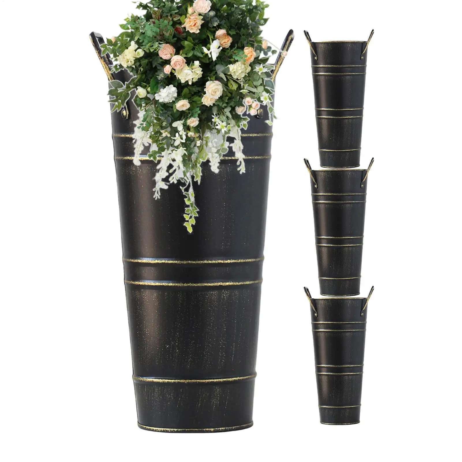 Metallvase, 4-teilig, hohe, verzinkte, dekorative 4,33-Zoll-Farmhouse-Blumenvase für Zuhause, Küche, Eingangsbereich, Schlafzimmer, Wohnzimmer