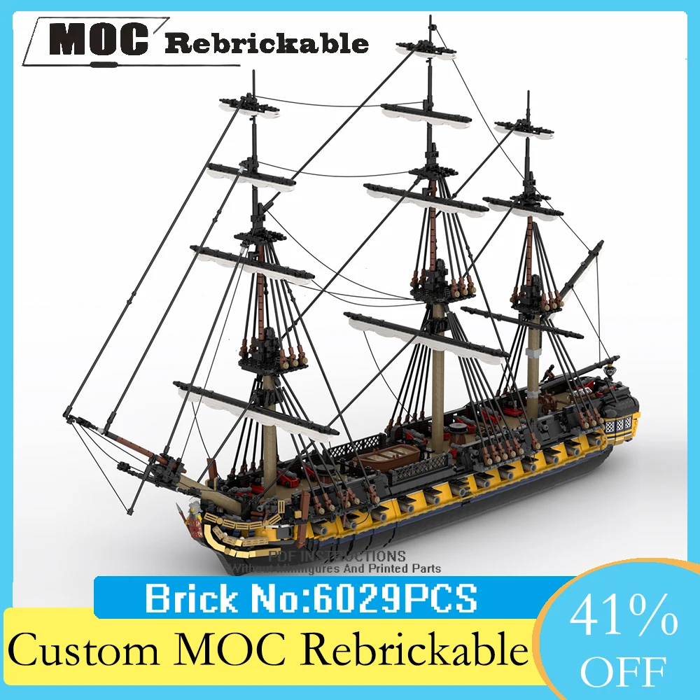 

6029PCS MOC French Frigate HMS Romulus Building Blocks Warship Model Technical Bricks Set DIY Assembly Kids Puzzle Toys Gifts