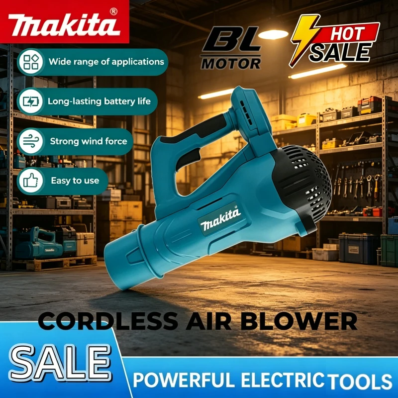

Handheld Turbo Air Blower Portable Power Tool, Makita Brushless Motor Cordless Leaf Blower Compatible with Makita 18V Battery.