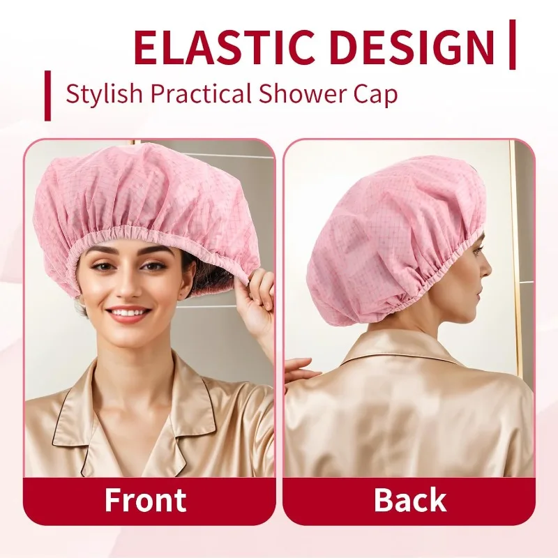 Bonnet de coloration capillaire double couche en papier d'aluminium, bonnet de soin thermique pour cheveux, bonnet de douche long pour femme, chapeau de salle de bain imprimé et imperméable