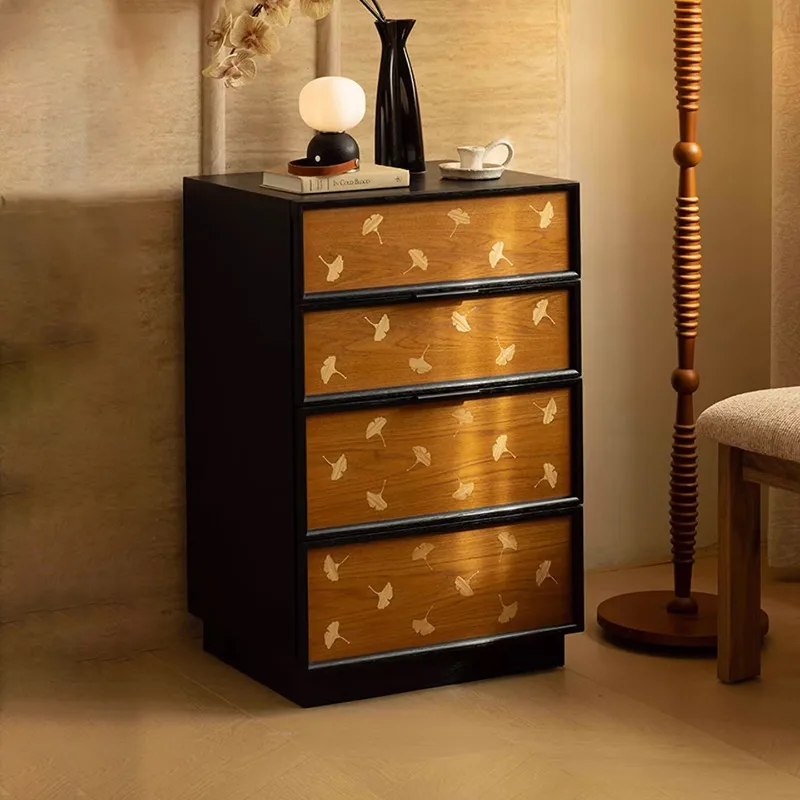 

Solid wood chest four side cabinets, bedroom maple shadow wood locker, antique living room sofa small side cabinet