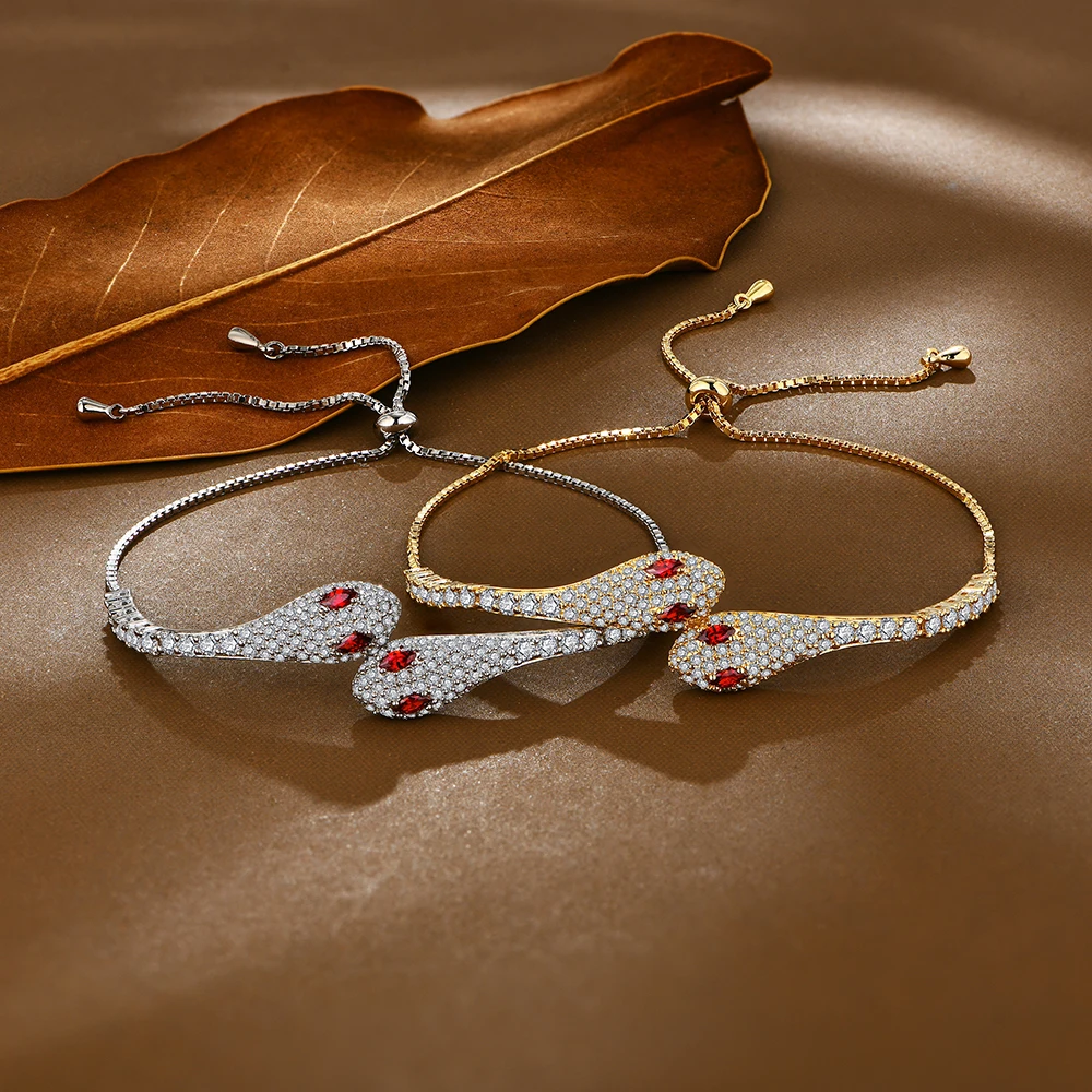 ATTAGEMS Original Double Snake Head Moissanite Bracelets for Women Men D VVS1 Diamonds S925 Silver Birthday Wedding Gifts 16+8cm