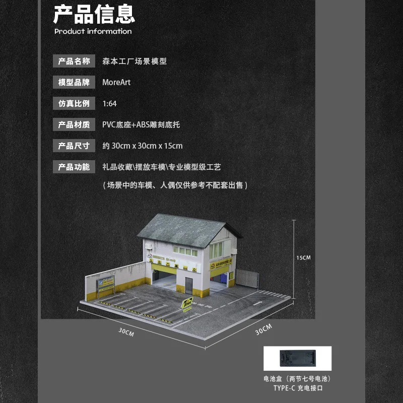 ในสต็อก 1:64 MorimotoโรงงานLighting Editionฉากจําลองคอลเลกชันตกแต่งบ้านรุ่นรถตําแหน่งแพลตฟอร์ม