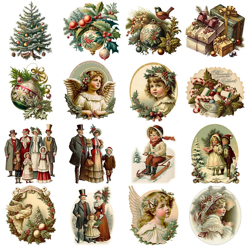36Pcs 새해와 크리스마스 시리즈 스티커 및 스크랩북 DIY 해피 프로젝트 콜라주 장식