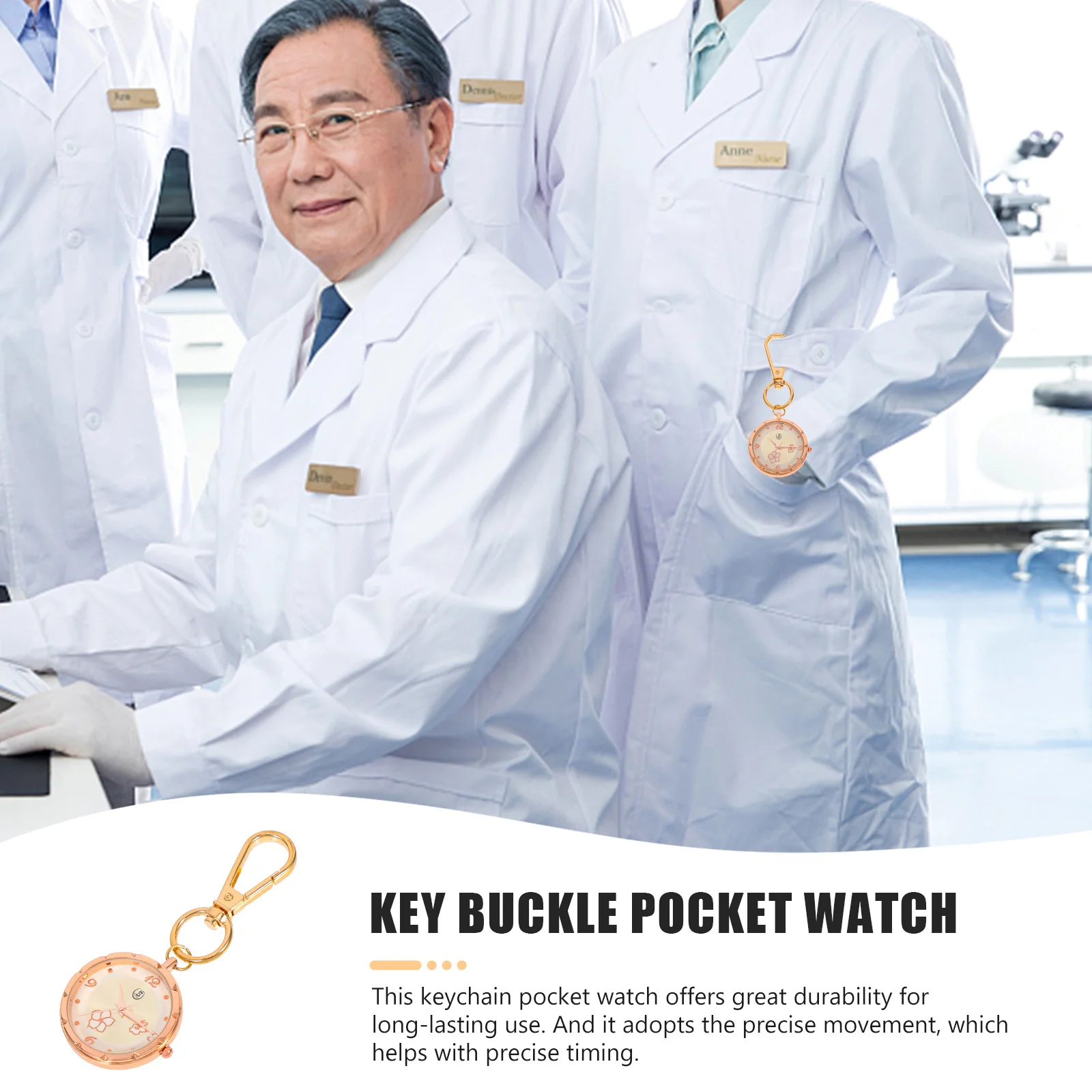 Keychain Pocket Watch Alloy Buckle Design Mute Watch For Nurse Chef Doctor Women Clip On Fob Timepiece Lightweight