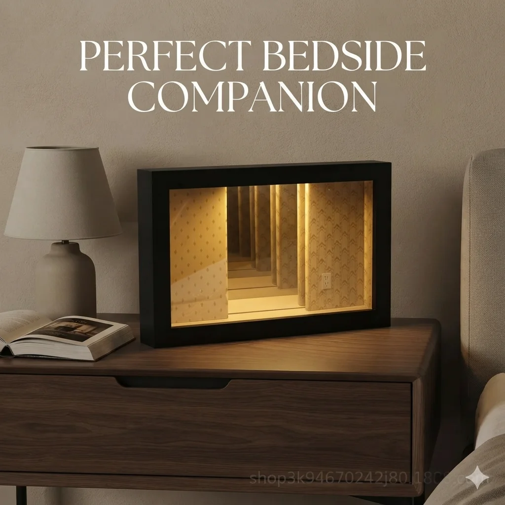 Layered LED Infinity Mirror Light Up Painting Creative Desktop Ornament For Birthday Christmas Gift Home Bedroom Decor