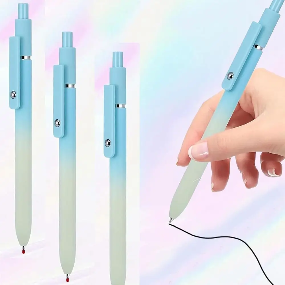 5/6Pcs New Aurora Gradient Color Gel Ink Pens Low Center Gravity 0.5mm Black Pen Push-type Signature Pens