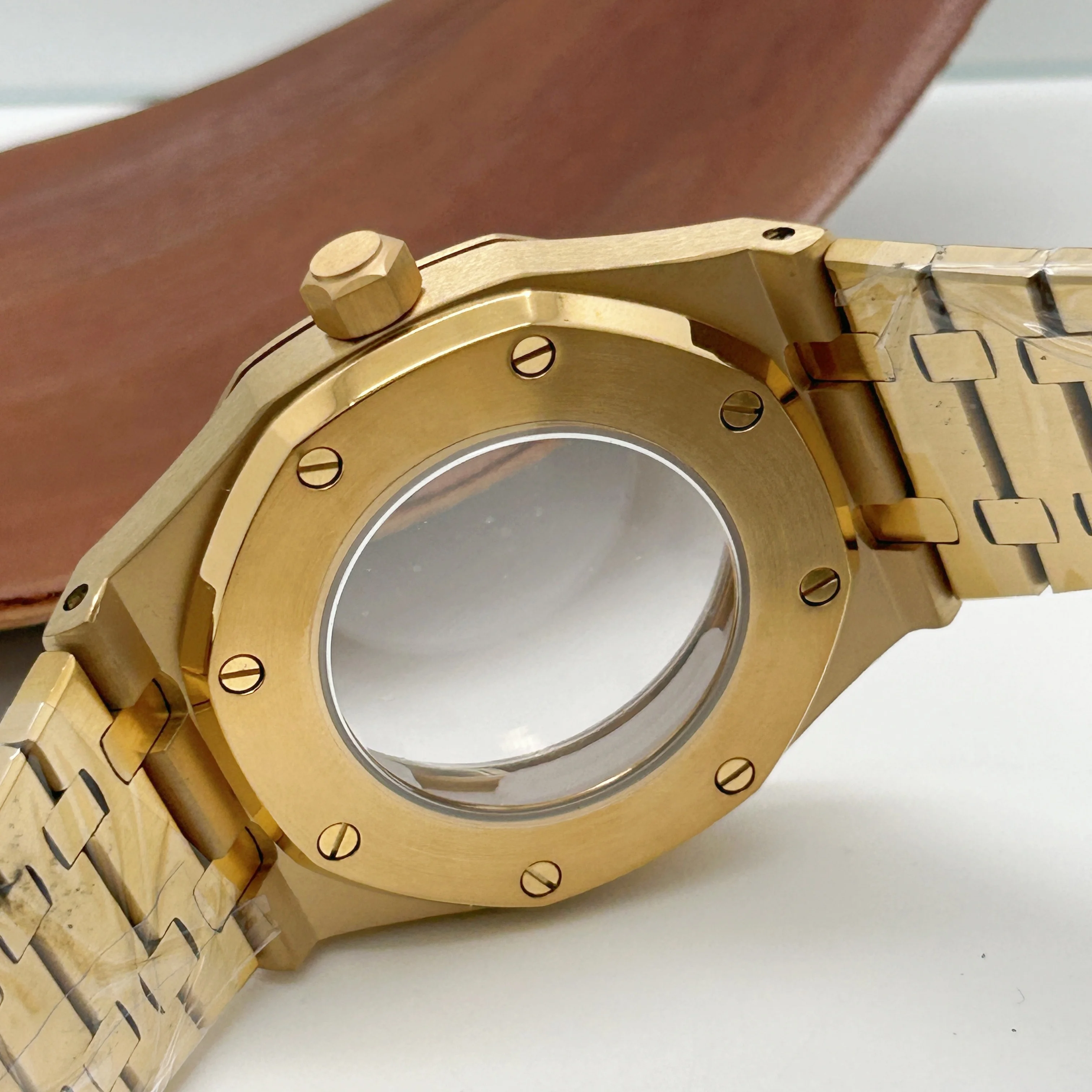 41mm Rose Gold Watch Case Parts Steel Band for Japan NH35/36/70 Automatic Movement 31.8mm Dial Three Hands Accessories No Brand