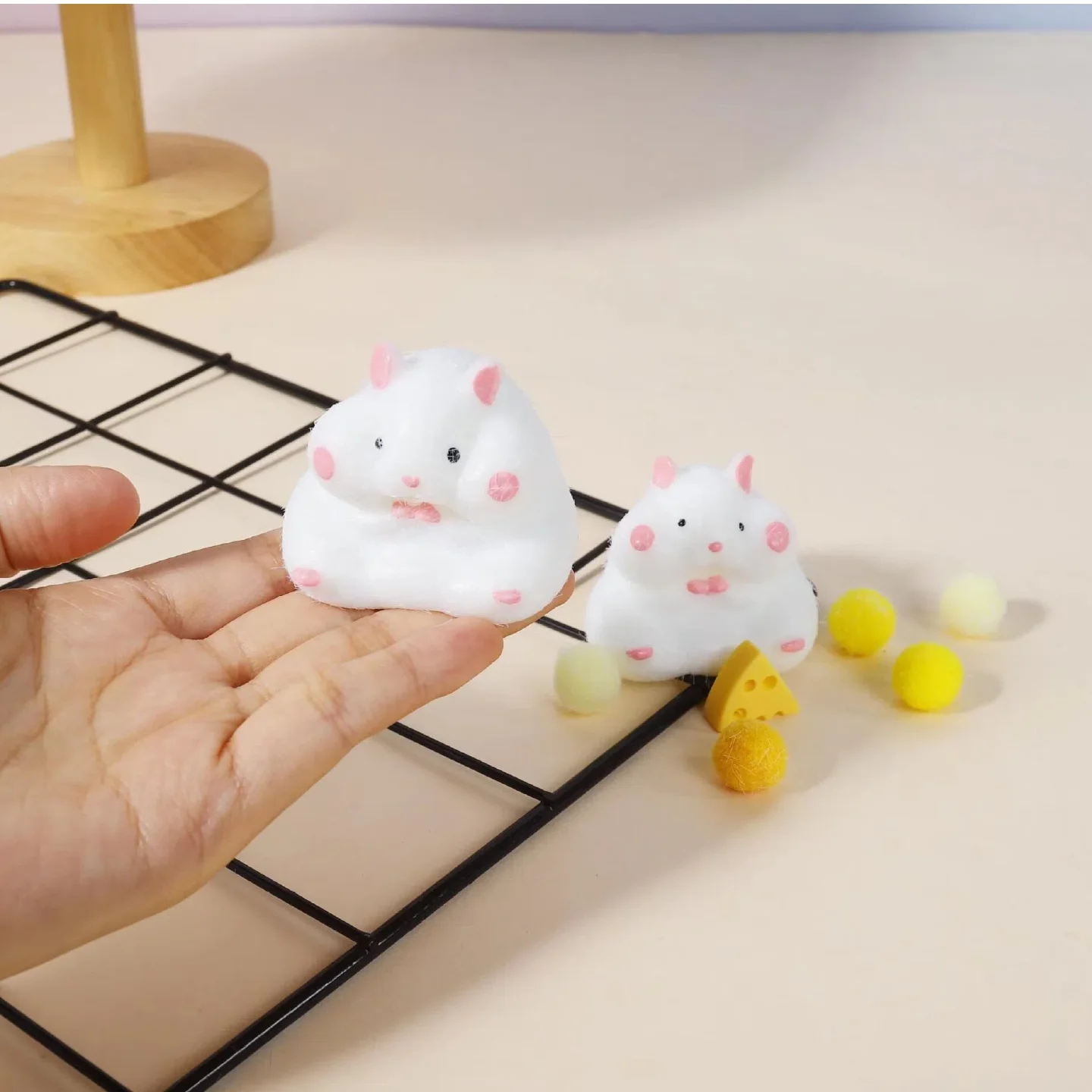 Fuzzy Hamster Squishy Mushy Silicone Mochi Handmade Relief Stress Relax Gift ASMR food‑grade silicone