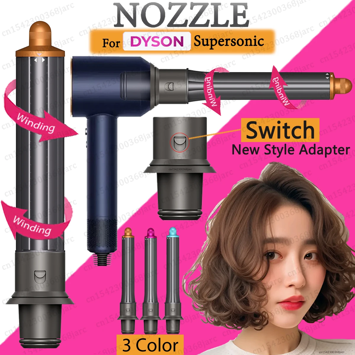 Upgraded Adapter Hair Dryer Automatic Curling Nozzle For Dyson Supersonic HD16 Nural Hair Dryer Accessories Cylinder Comb Nozzle