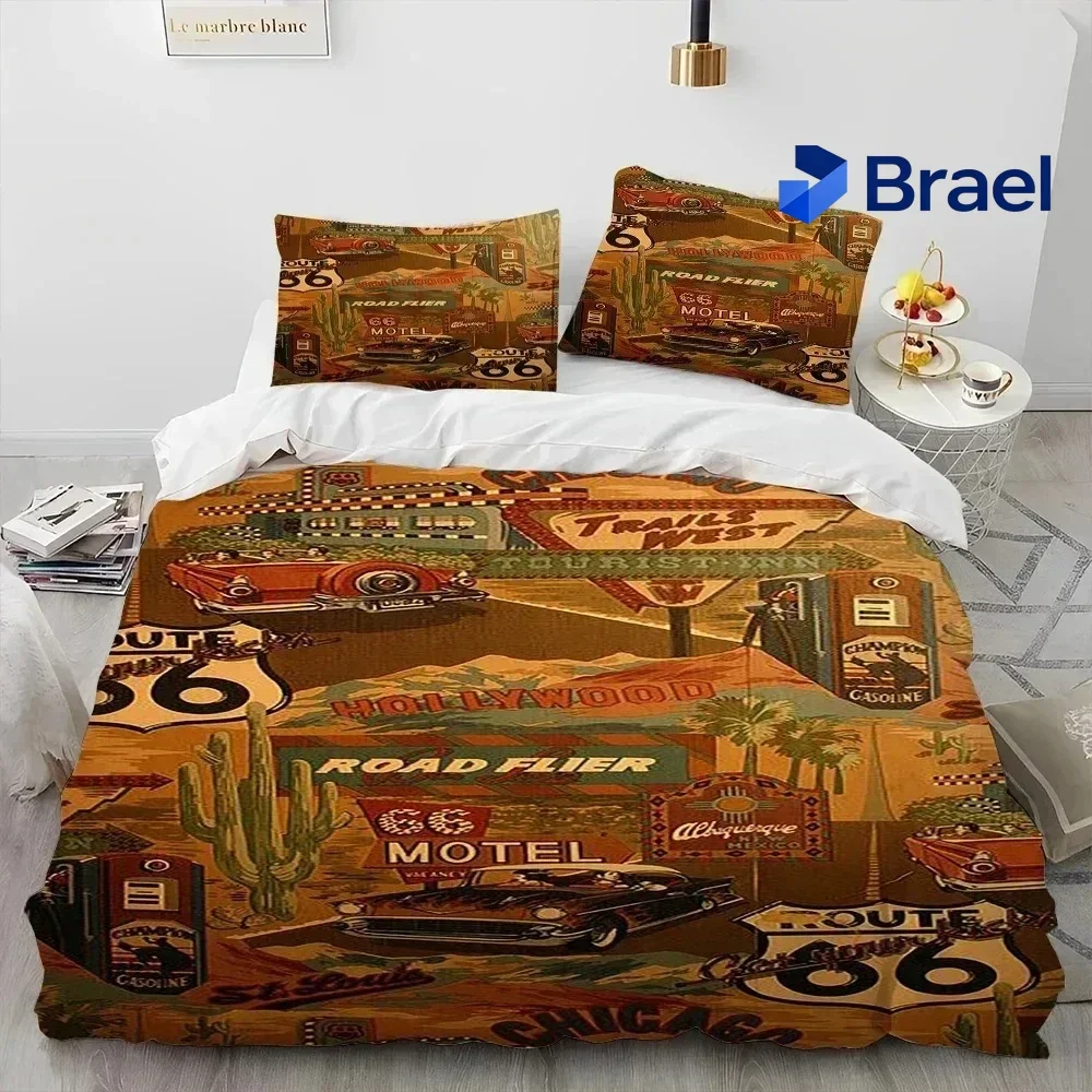 Exquisite Historic Route 66,Mother Road,mãe Estrada Comforter Bedding Set,Duvet Cover Bed Set Quilt Pillowcase,king Queen Size B