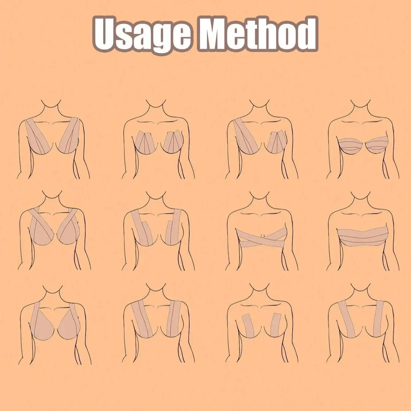 Plus Size Sticky Push Up Straps, One-Time Elastic Bra Strap, Summer Invisible Side Cover, Casual Festival Harvest Style image 5