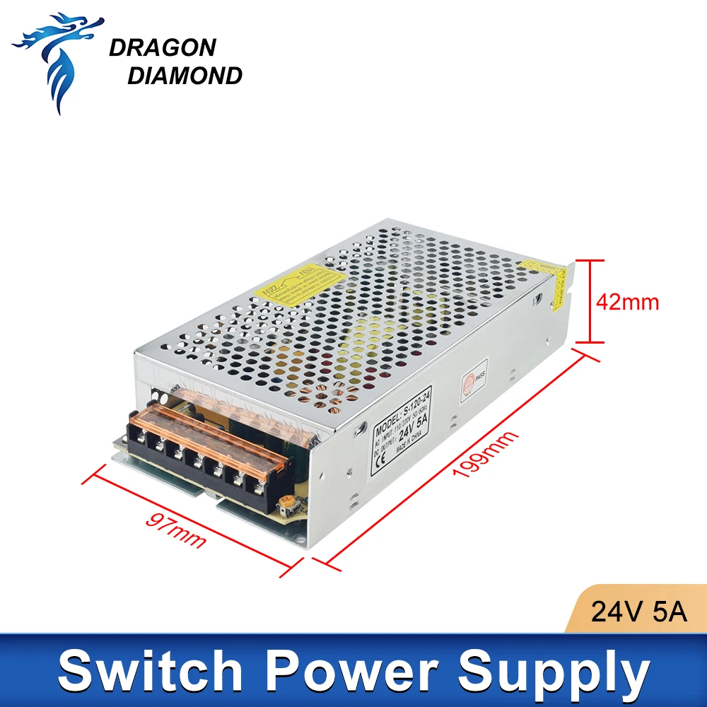 Co2 Laser Switch Power Supply DC 24V 5A For Rudia Trocen Controller For Laser Engraver & Cutting Machine