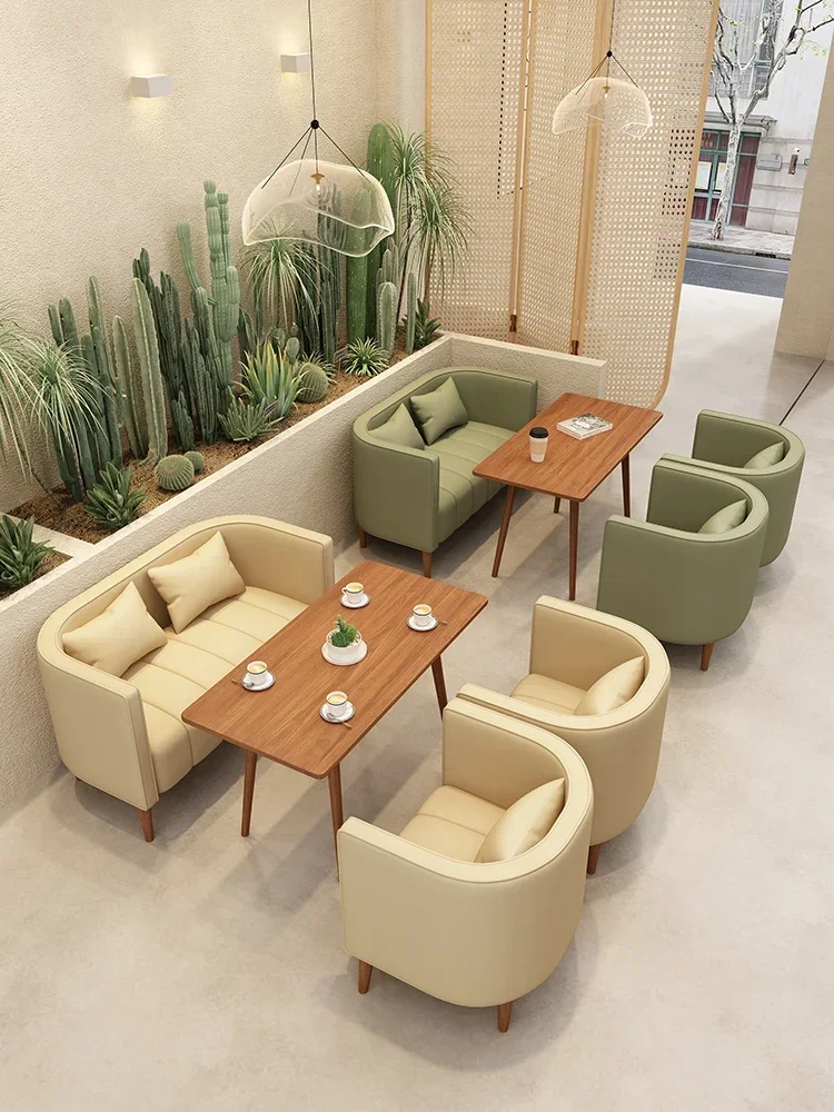 Cafe booth sofa leisure club to receive guests to discuss milk tea shop dessert shop table and chair combination