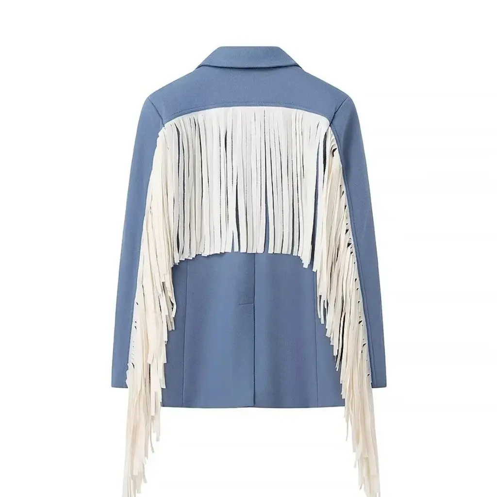 Women's Tassel Suit Jacket European And American Style Autumn Fashion Streetwear for Ladies