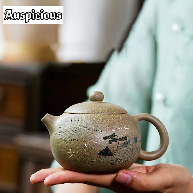 270ml Chinese Yixing Purple Clay Teapots Handmade Raw Ore Xishi Tea Pot Household Filter Tea Kettle Tea Ceremony Customized Gift