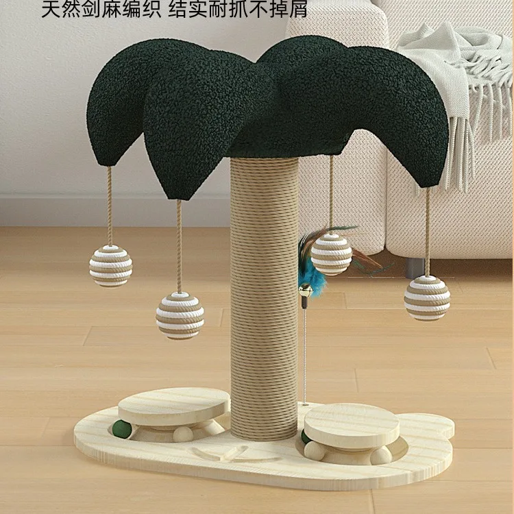 Cat Self-hi Solid Wood Turntable Cat Scratch Column Durable Sisal Climbing Frame