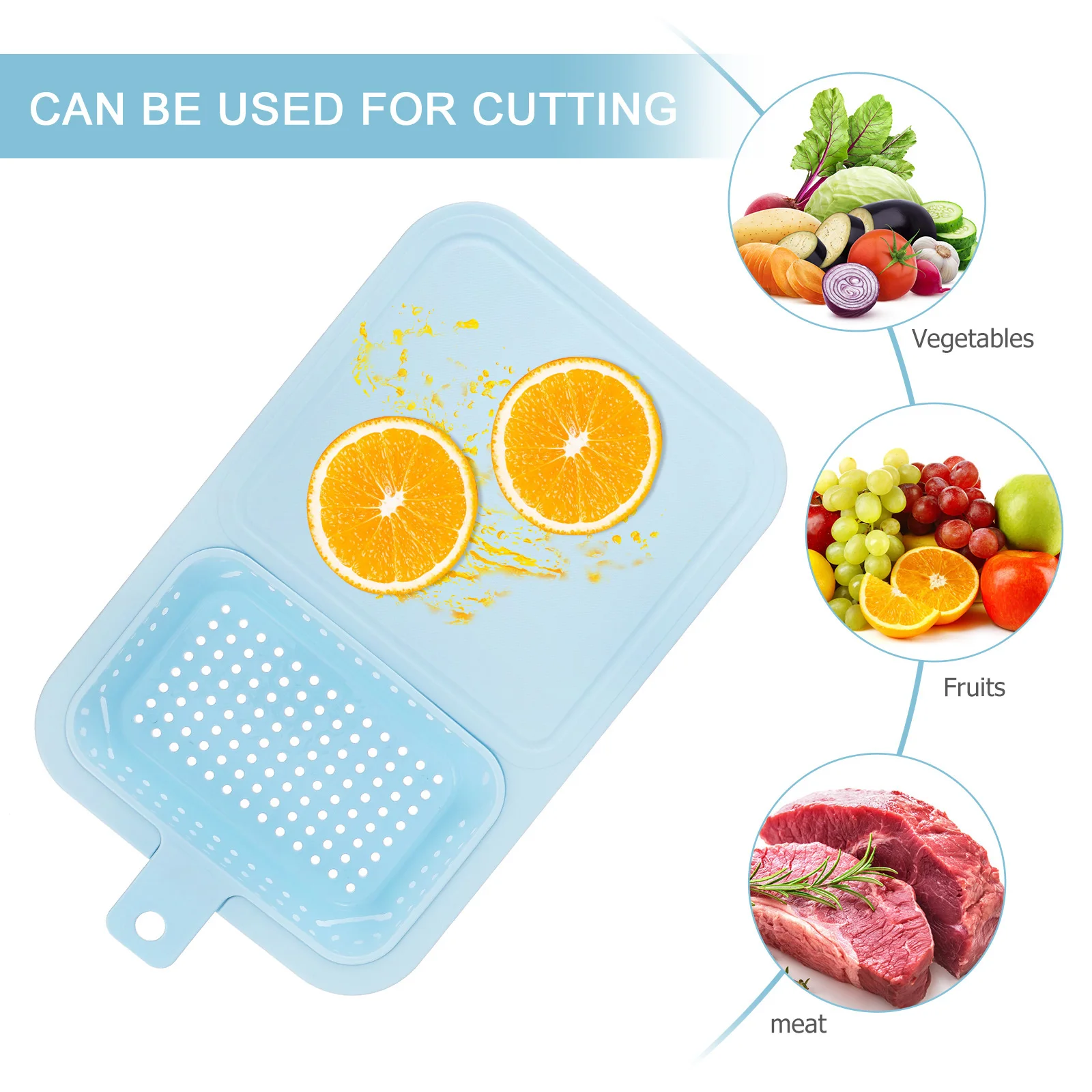 

Plastic Chopping Board Kitchen Drain Basket Vegetable Fruit Filter Lightweight Dish Draining Board Housewarming Gift