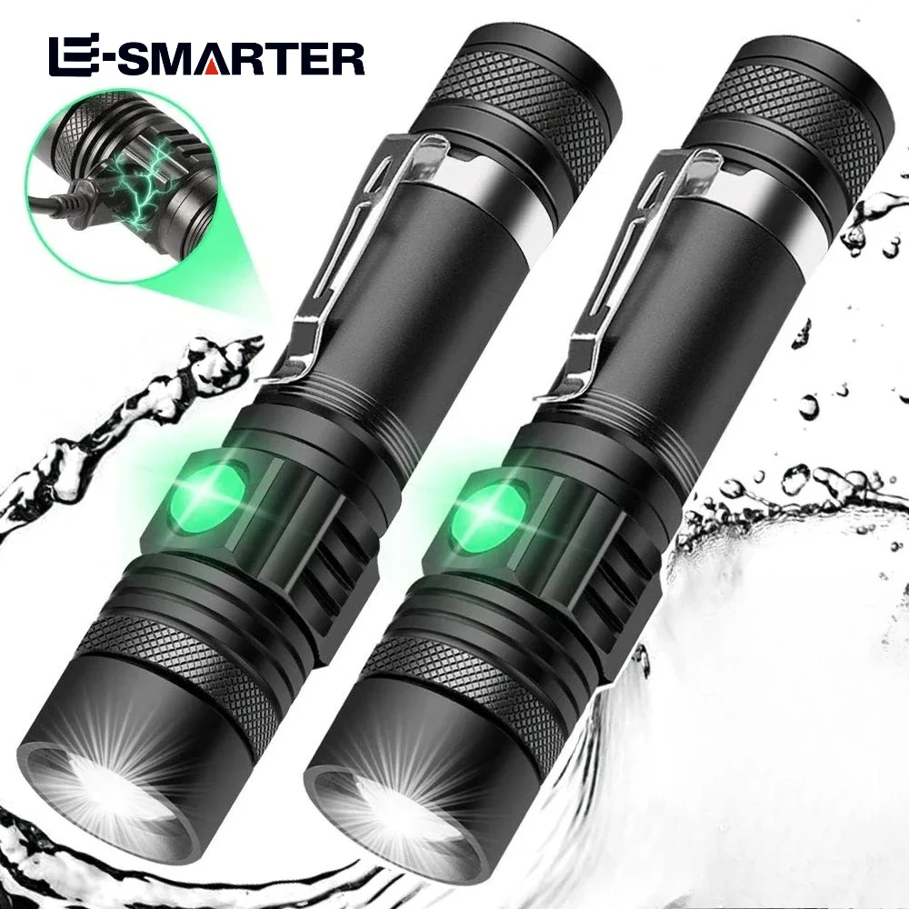 Outdoor Tactical Zoom Camping Waterproof Flash Light Aluminum Alloy Portable Torch Powerful LED Flashlight USB ReChargeable