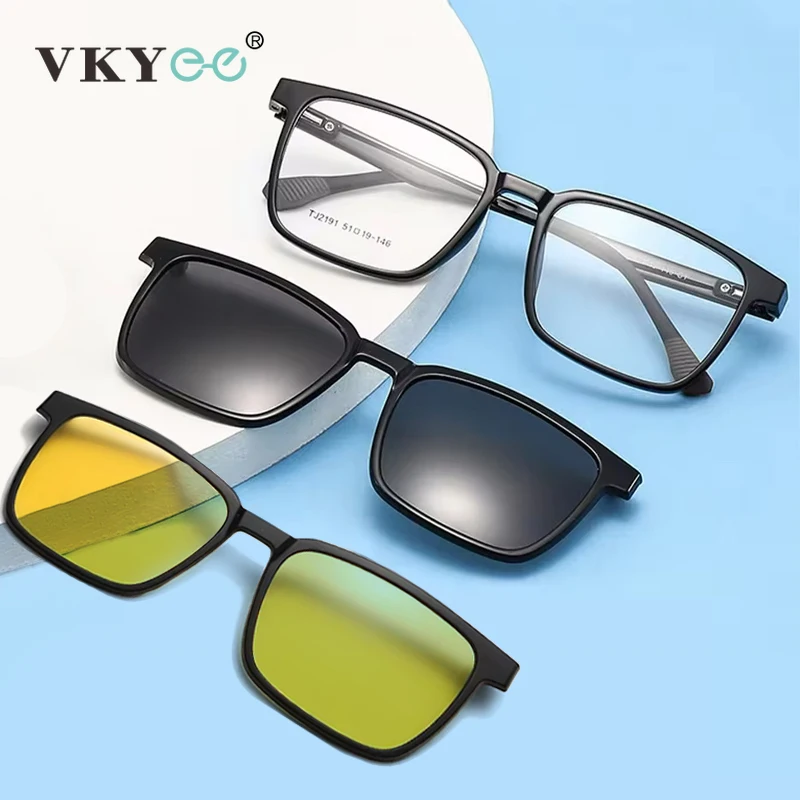 VKYEE Magnetic Clip-On Glasses Driving Polarized Glasses Men's Optical Myopia Glasses Women's Customized Prescription Sunglasses