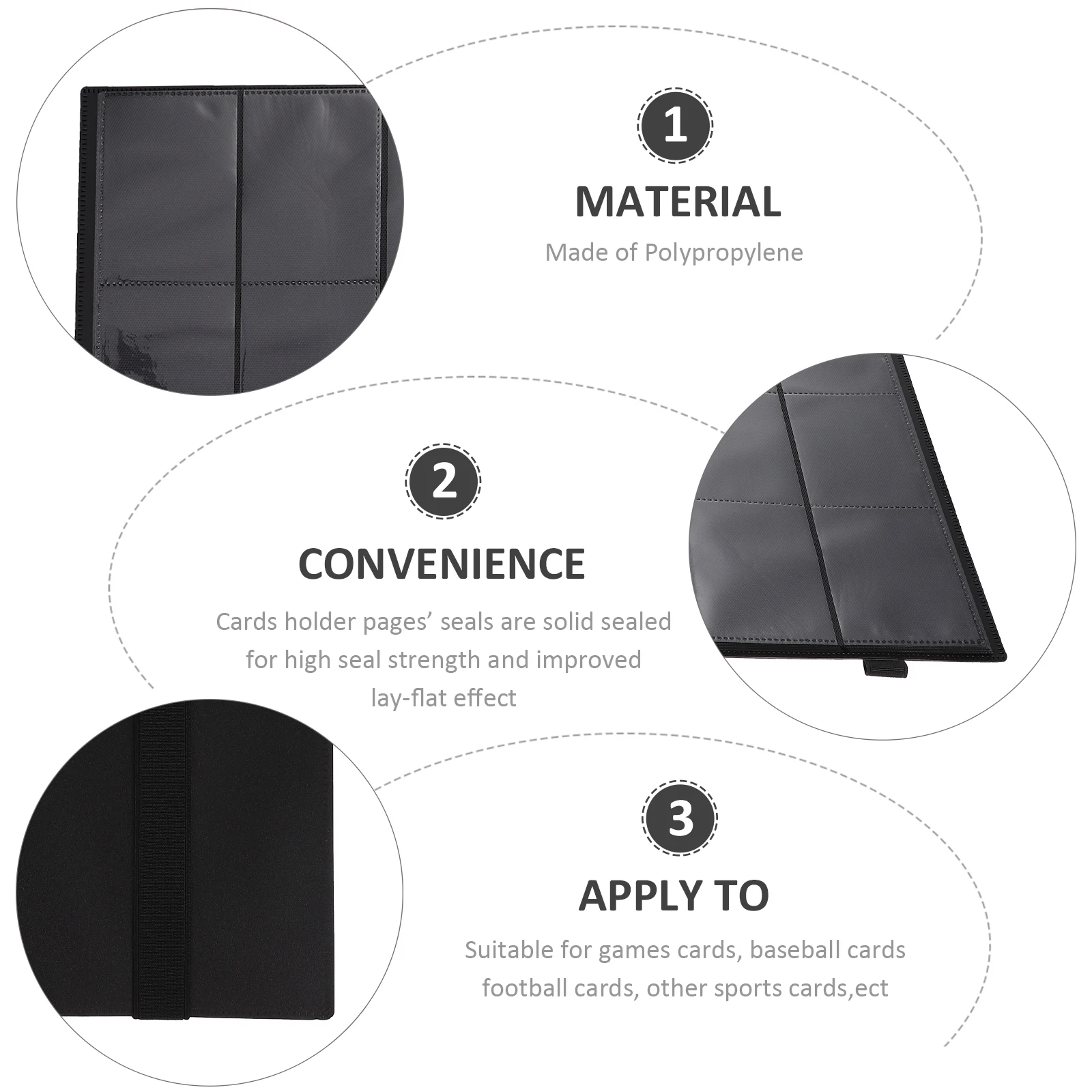 

Держатель для хранения карточек, черный альбом с 12 слотами для бейсбольных футбольных игровых карт, более плоский дизайн, сверхпрочная крышка
