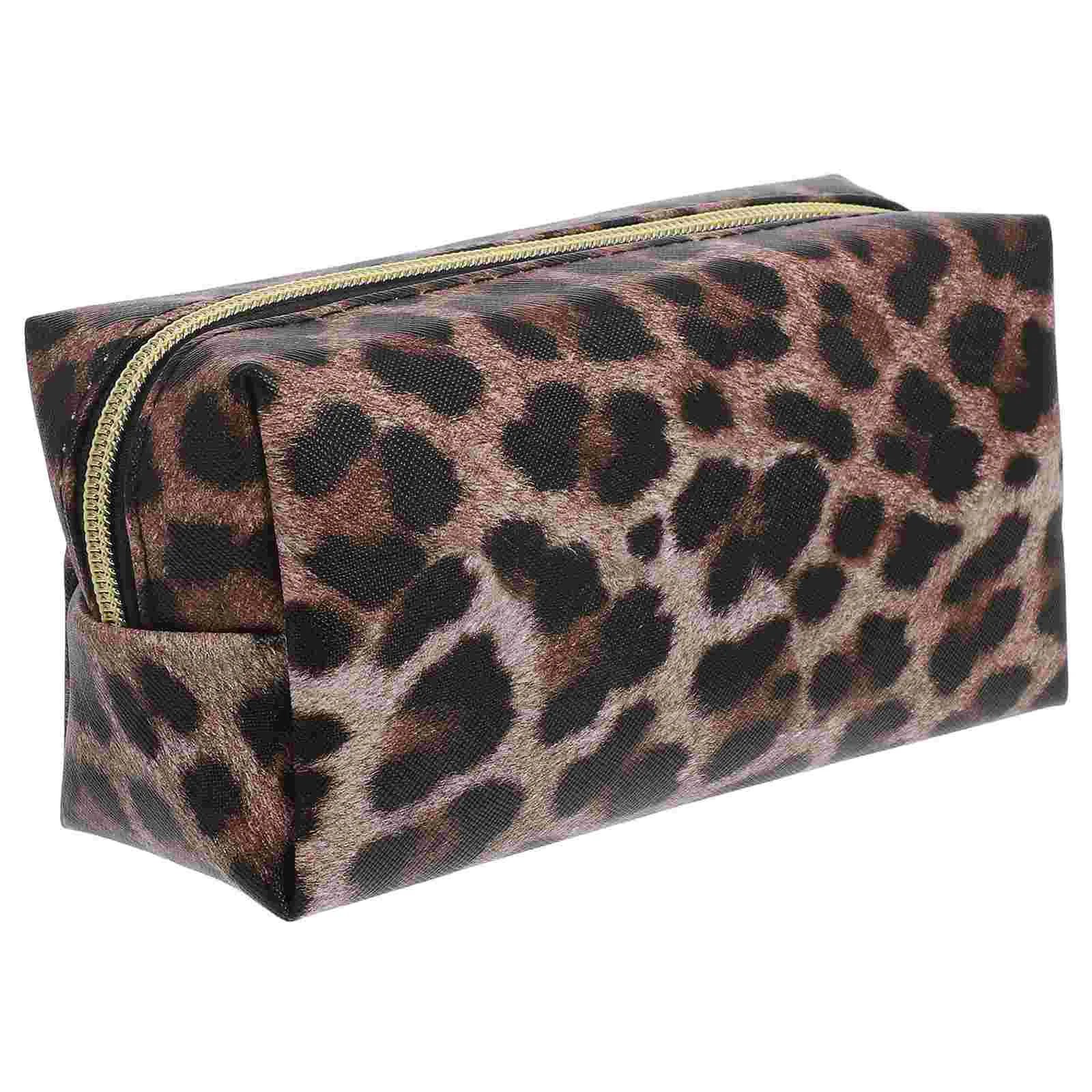 Shallow Leopard Grain Color Toiletries Bag Print Simple Design Travel Toiletry Fashion Small Size Practical