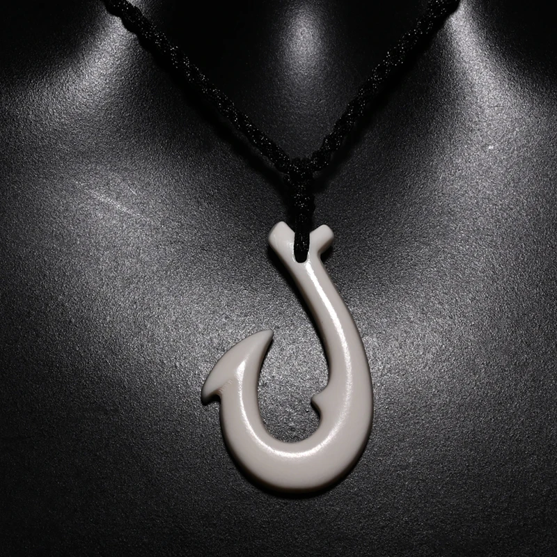 1PC Hawaii Surfer Schmuck handgemachte geschnitzte Yak Knochen Fisch Haken Anhänger Neuseeland Maori Tribal Halsband Damen Herren Halskette – Detail 23