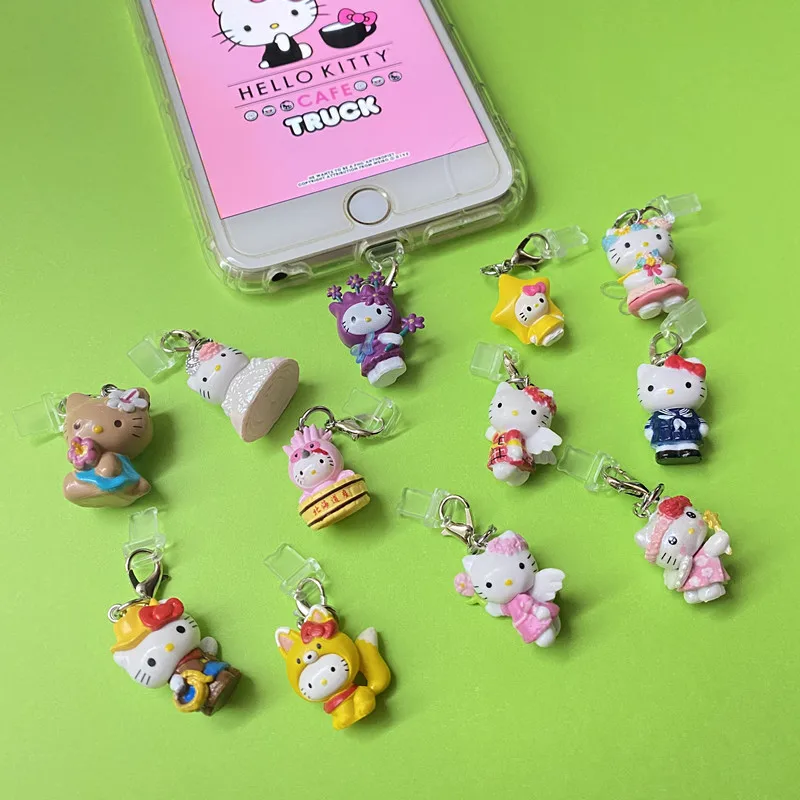 Miniso Смола Hello Kitty Подвеска для мобильного телефона Пылезащитные заглушки iPhone Samsung Xiaomi Huawei Type C Защитные пленки зарядного Фото №2